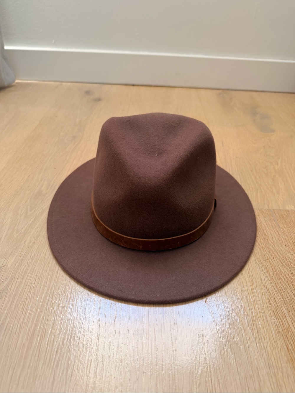 Brixton Brown Wool Felt Fedora with Leather Band